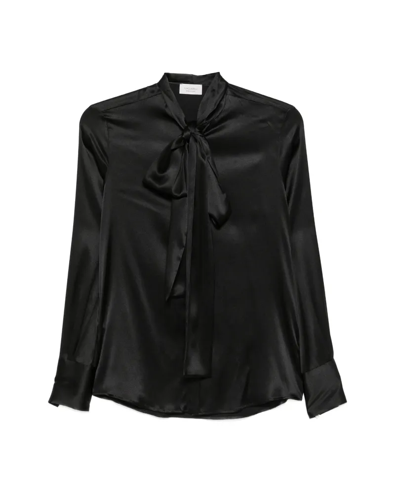 MAZZARELLI Pussy-bow Silk-satin Blouse Black