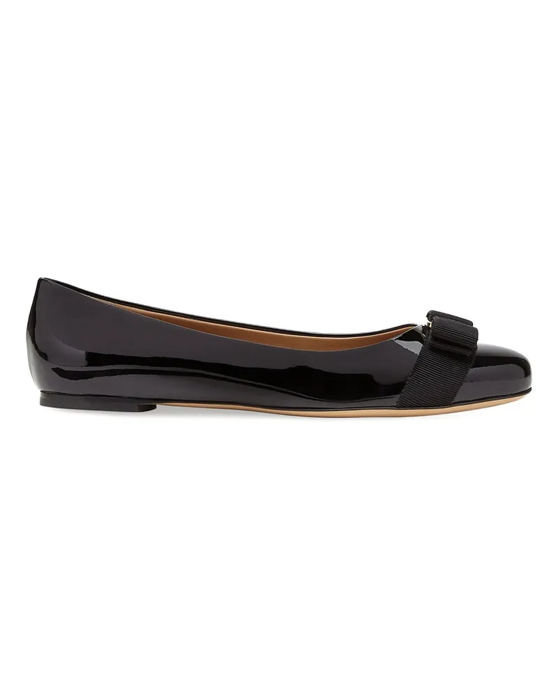 Ferragamo Varina Patent Ballet Flats Black