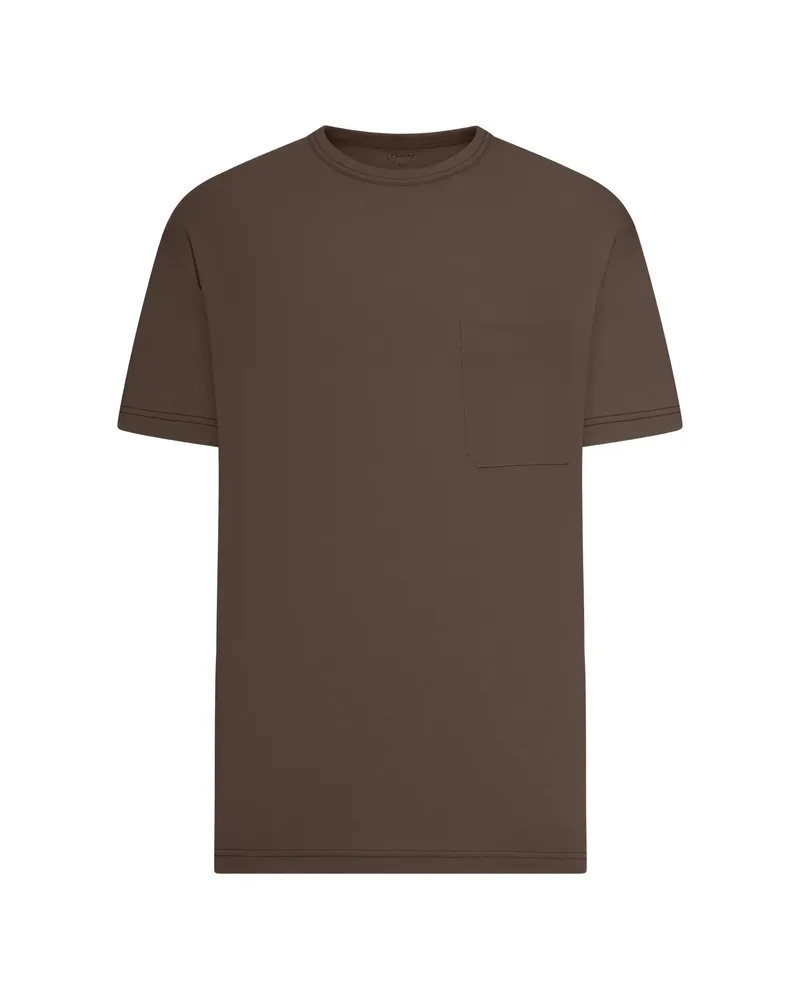 Christophe Lemaire Ribbed Crew-neck Pocket T-shirt Brown