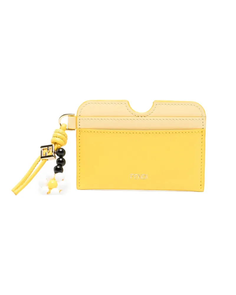 Fendi FF Diamonds Flower-detail Card Holder Yellow