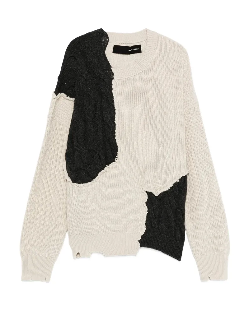 Isabel Benenato Distressed Wool Sweater Neutrals