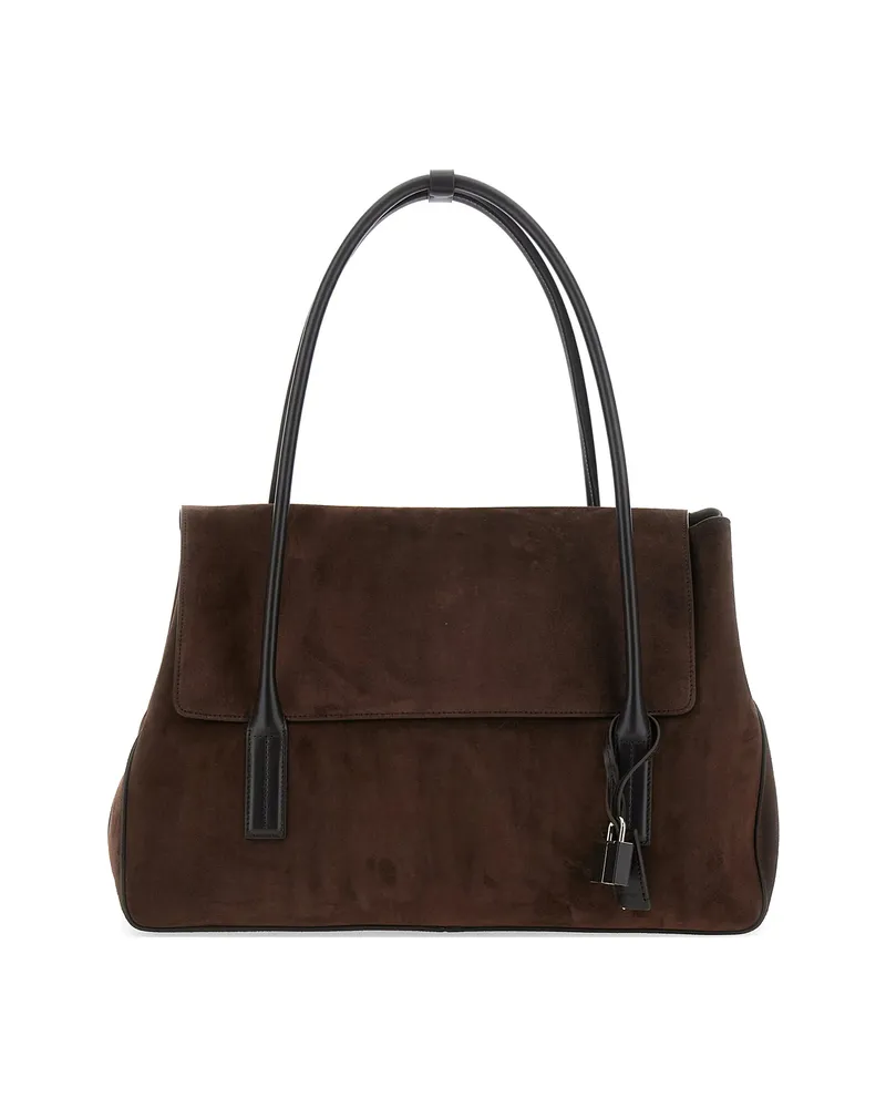 Tom Ford Flap Calf Leather Shoulder Bag Brown
