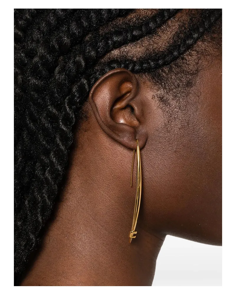 Elisabetta Franchi Logo-plaque Drop Earrings Gold