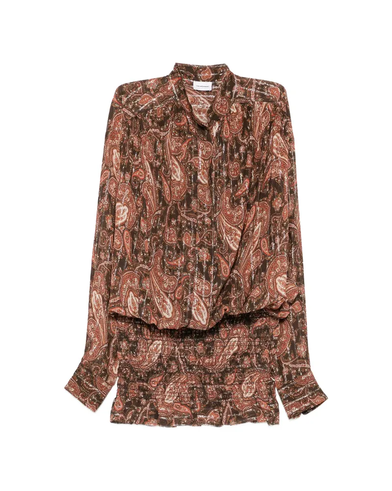 ANDAMANE Paisley-print Ruffled Dress Brown