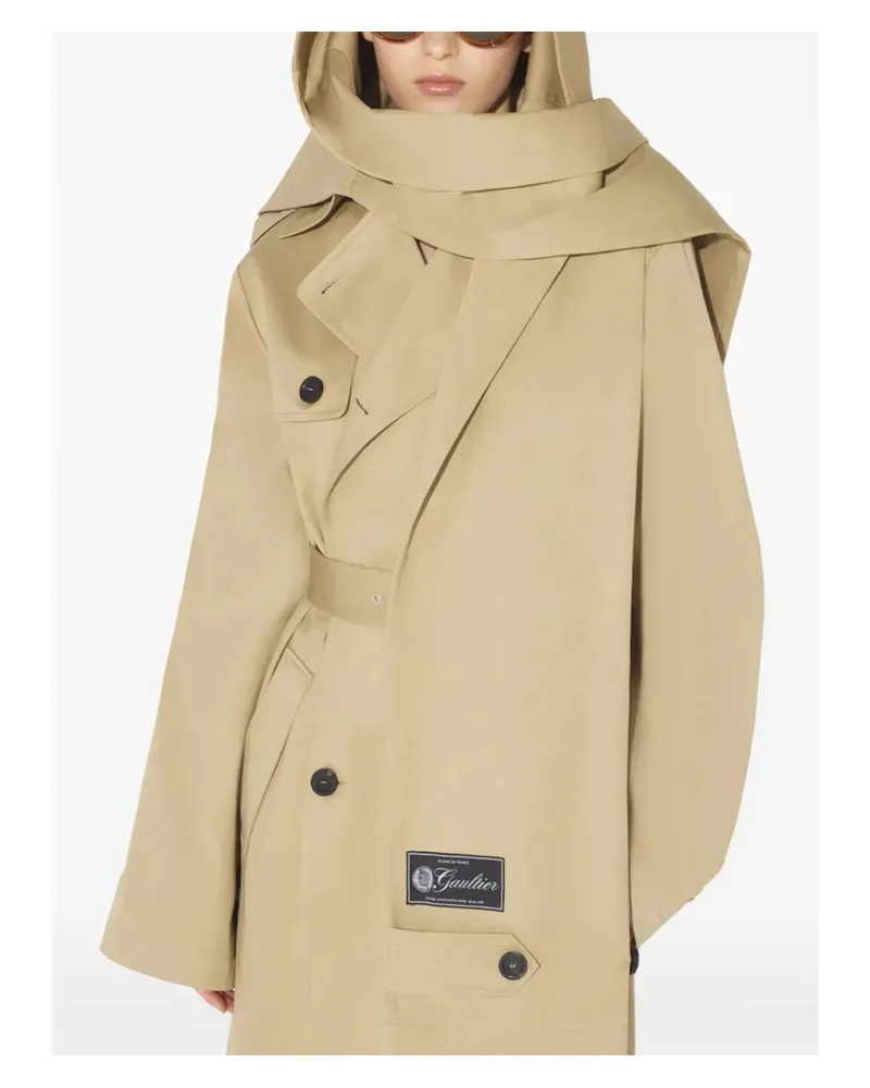 Jean Paul Gaultier Double-breasted Belted Trench Coat Neutrals