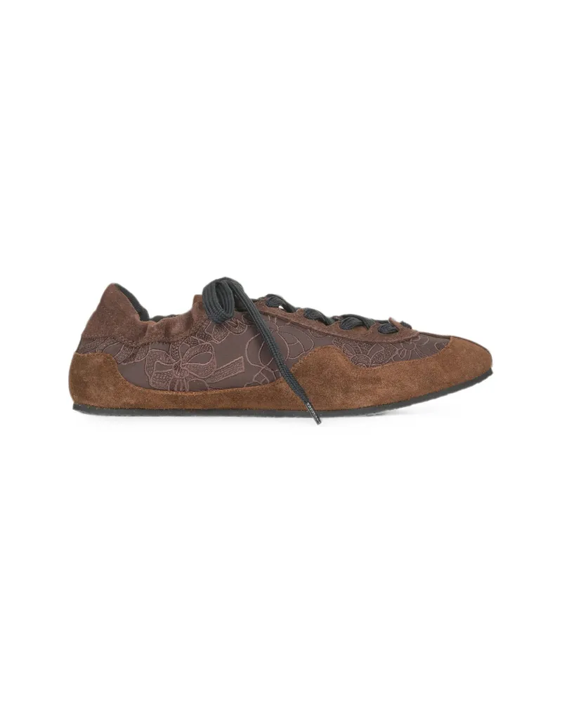 Cecilie Bahnsen Blaise Floral-embroidered Sneakers Brown