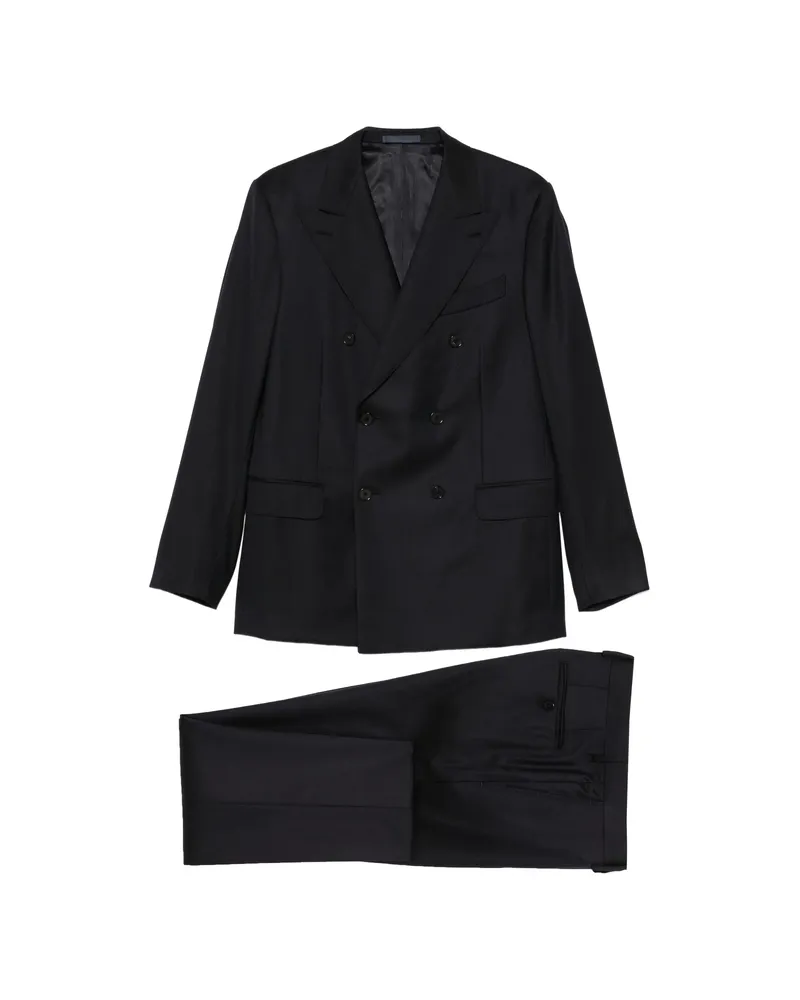 Caruso Norma Double-breasted Peak-lapel Suit Black