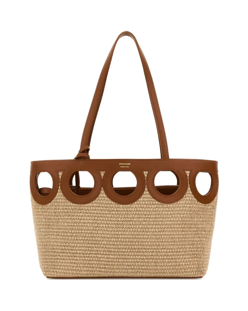 Ferragamo Open-top Cut-out Tote Bag Brown