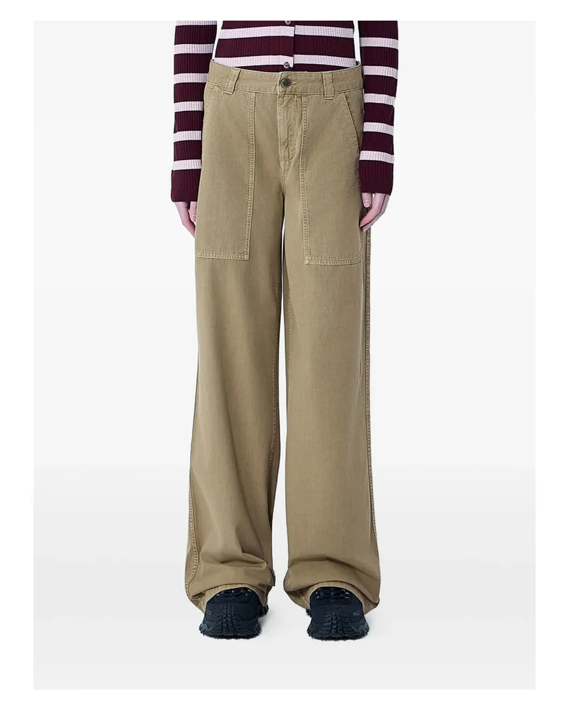 Moncler Patch-pocket Wide-leg Trousers Neutrals