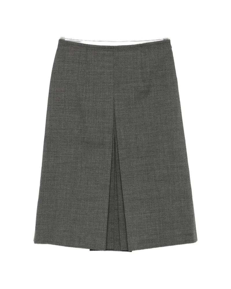 Prada Pleated-detail Triangle-logo Skirt Grey
