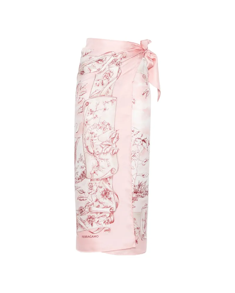 Ferragamo Floral-print Pareo Pink