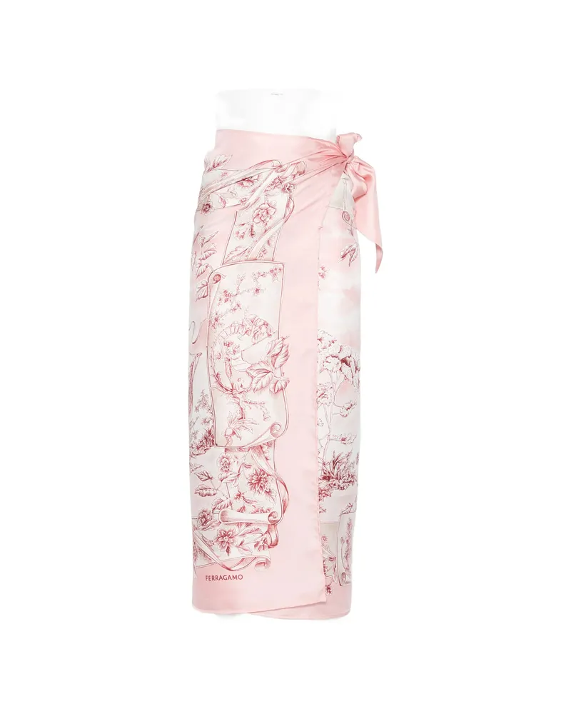 Ferragamo Floral-print Pareo Pink