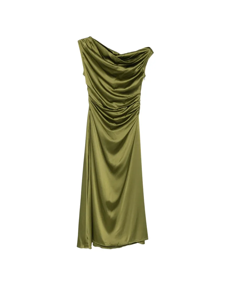 STAUD Phare Off-shoulder Draped Dress Green