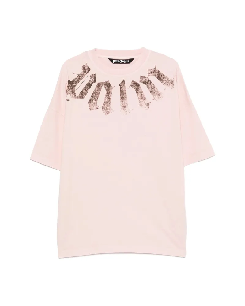 Palm Angels Big Neck Logo Printed T-shirt Pink