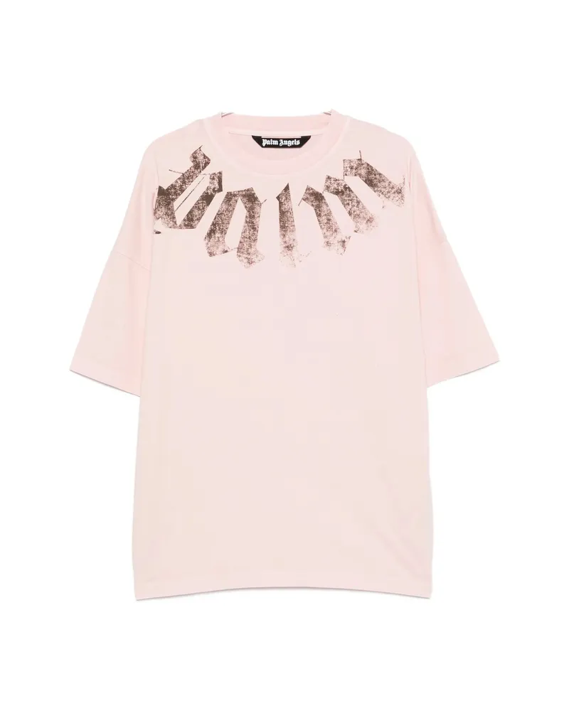 Palm Angels Big Neck Logo Printed T-shirt Pink