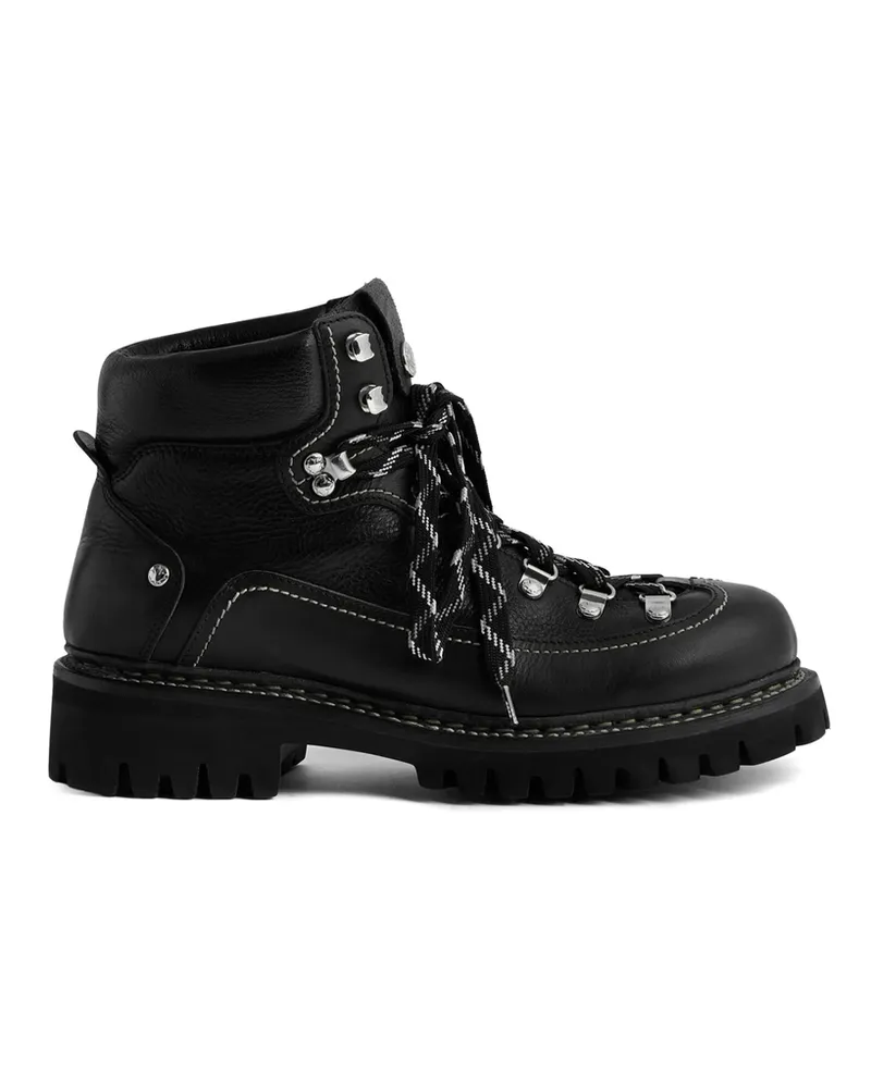 Dsquared2 Leather Hiking Boots Black