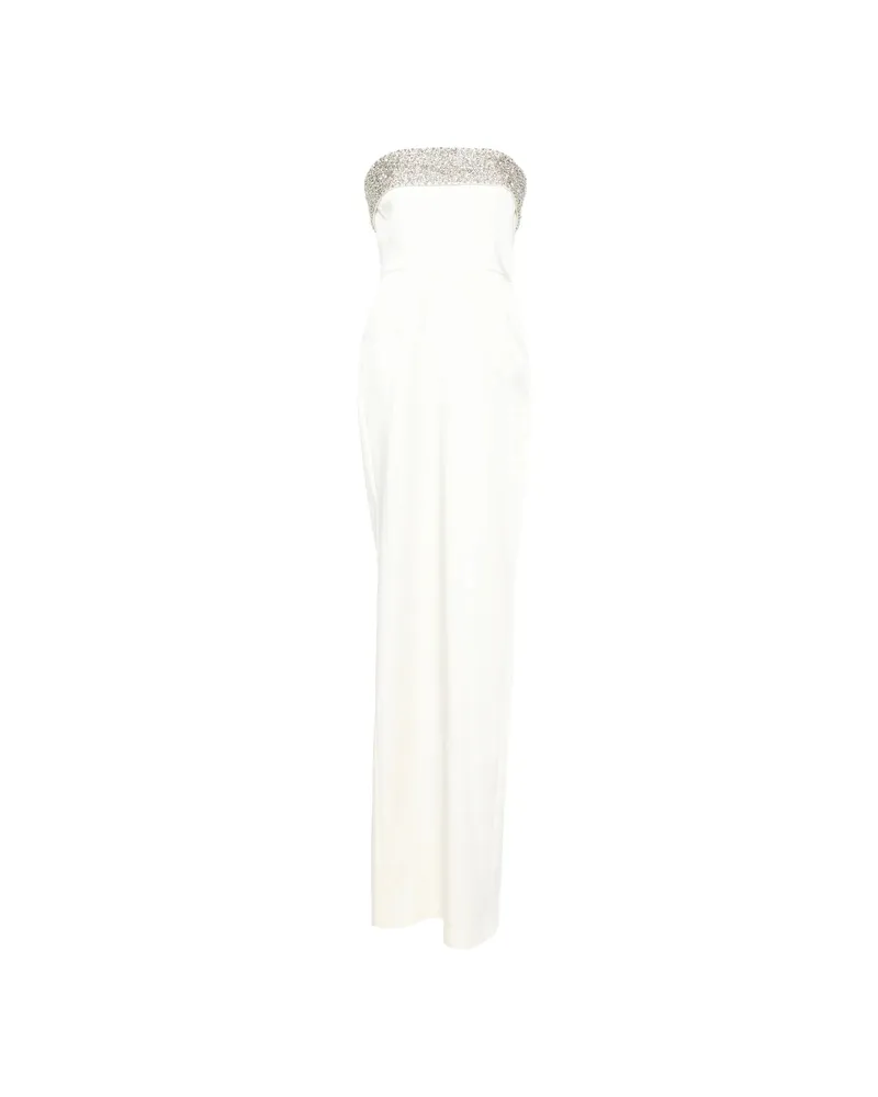 NEW ARRIVALS Rhea Crystal-embellished Strapless Maxi Dress White
