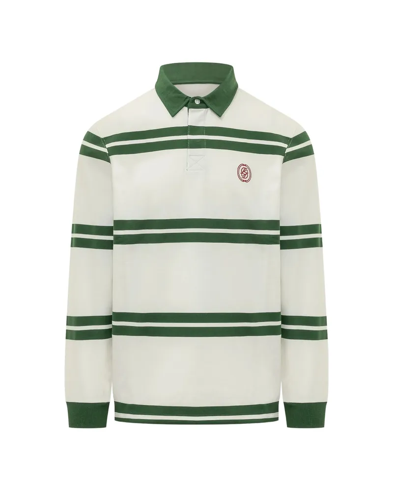 Drôle de Monsieur Striped Embroidered-logo Polo Shirt Neutrals