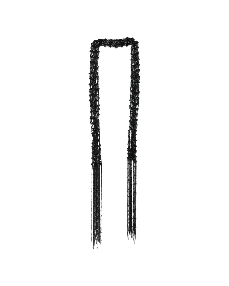 Dries van Noten Beaded Fringed Scarf Black