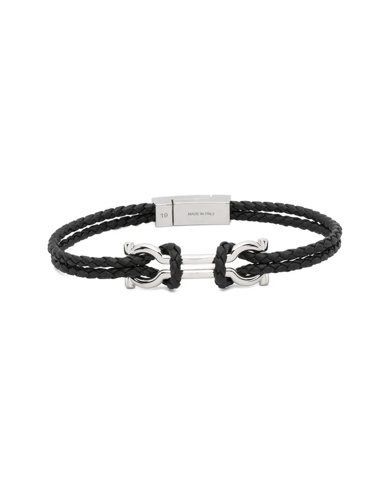 Ferragamo Gancini Braided Bracelet Black