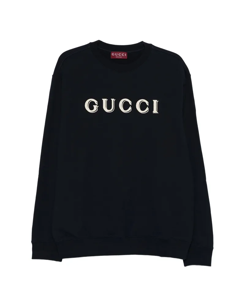 Gucci Log-detail Crew-neck Sweater Blue