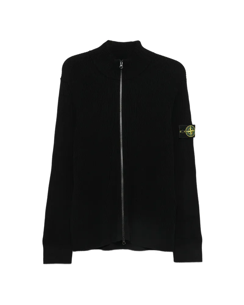 Stone Island Logo-patch Ribbed-knit Sweater Black