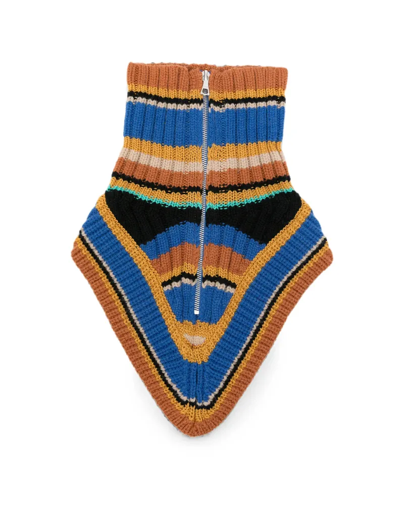 Dries van Noten Striped Zip-up Scarf Blue