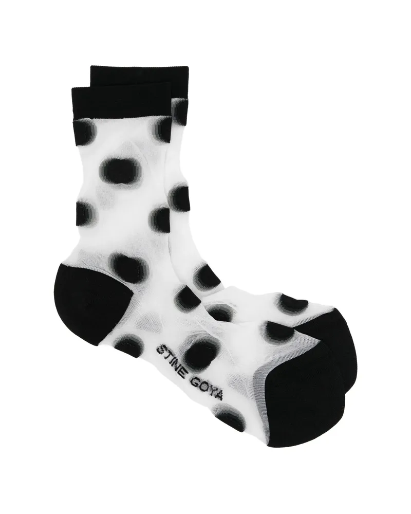 Stine Goya Polka-dot Sheer-finish Socks White