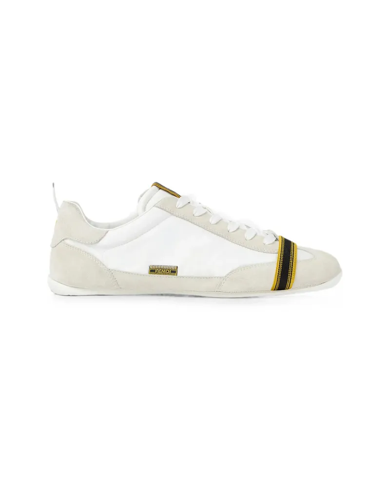 Fendi White Leather And Suede Low-top Sneakers White