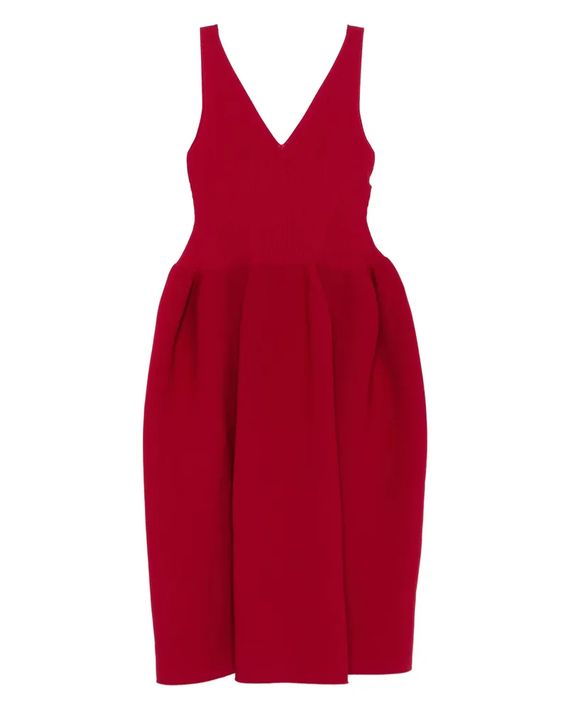 CFCL Pottery HS V-neck Balloon Midi Dress Red