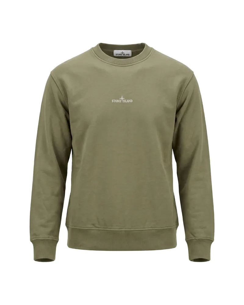 Stone Island Logo-print Long-sleeve Sweatshirt Green