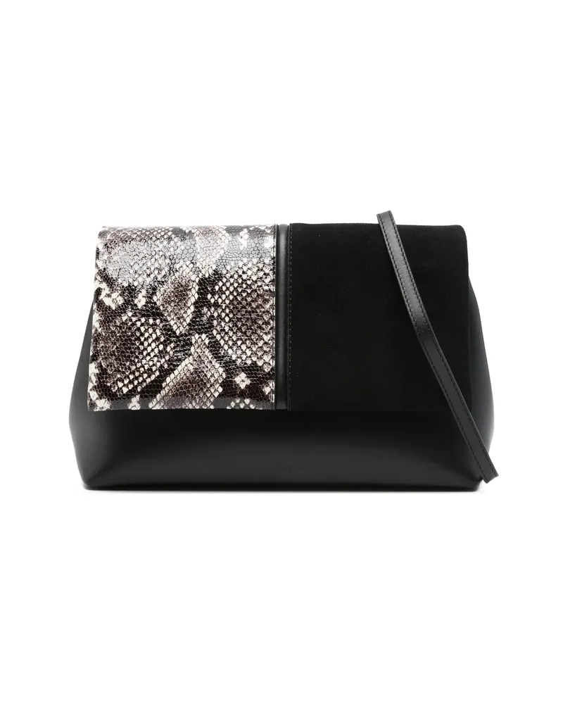 Manu Atelier The Fold Snakeskin-pattern Clutch Bag Black