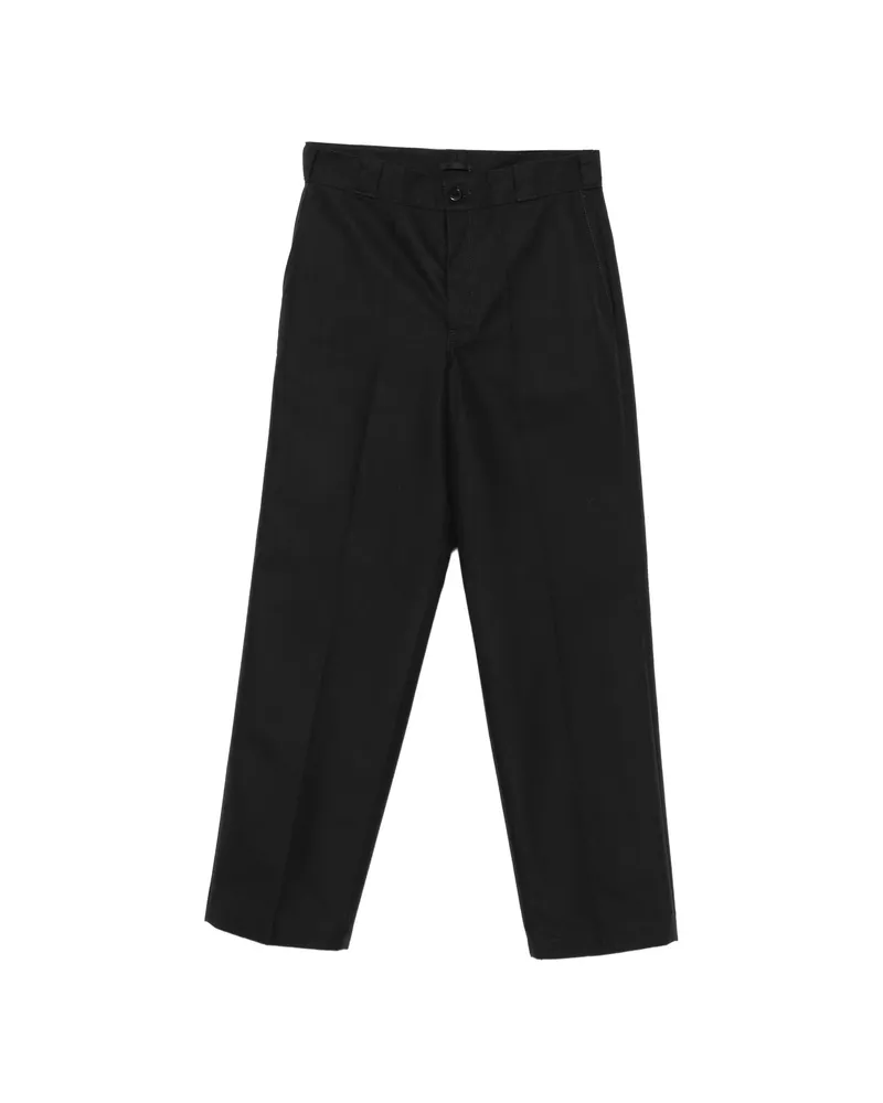Prada Pressed-crease Logo-plaque Trousers Black