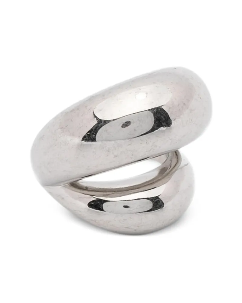PANCONESI Sculptural-design Double-band Rings Silver