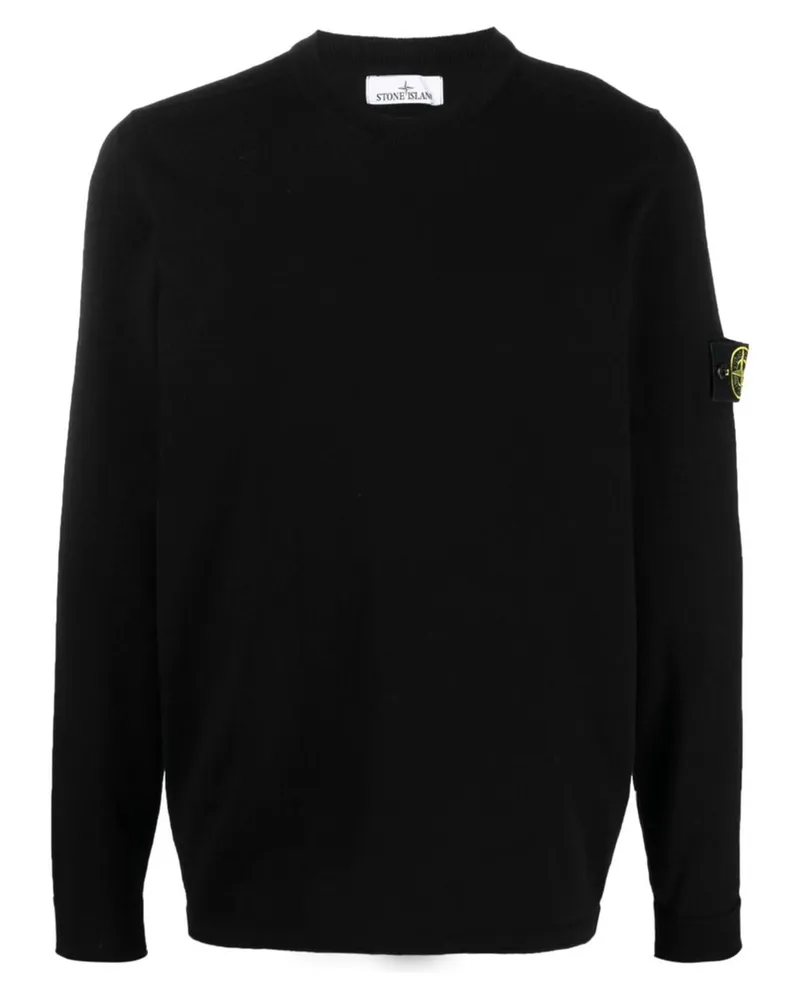 Stone Island Logo-patch Crew Neck Jumper Black