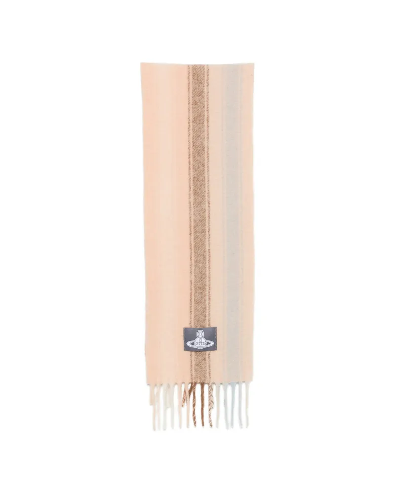 Vivienne Westwood Orb-patch Striped Scarf Neutrals