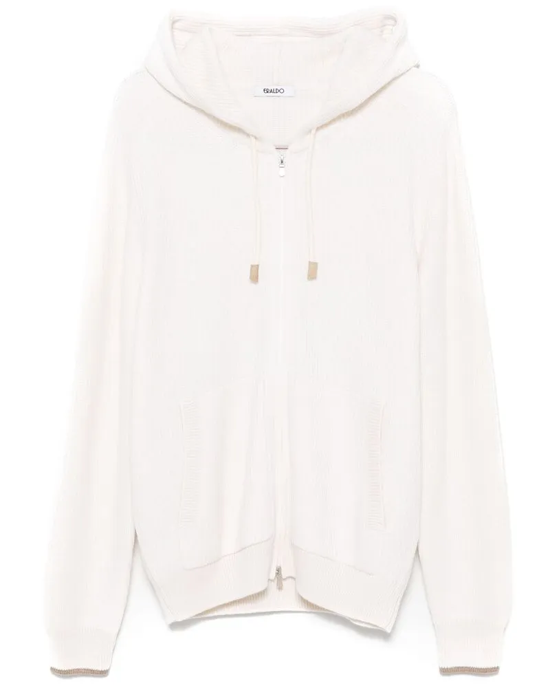 ERALDO Ribbed-knit Hoodie Neutrals