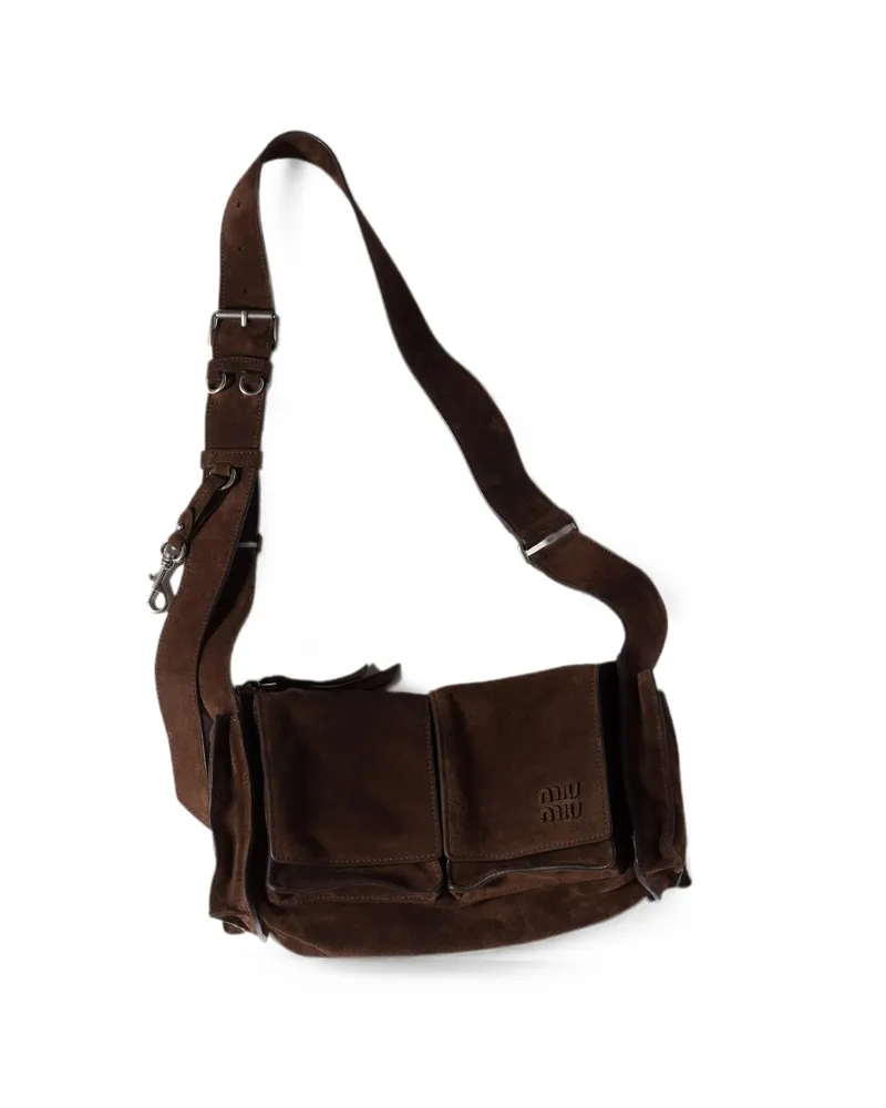 Miu Miu Utilitaire Flap-pocket Crossbody Bag Brown