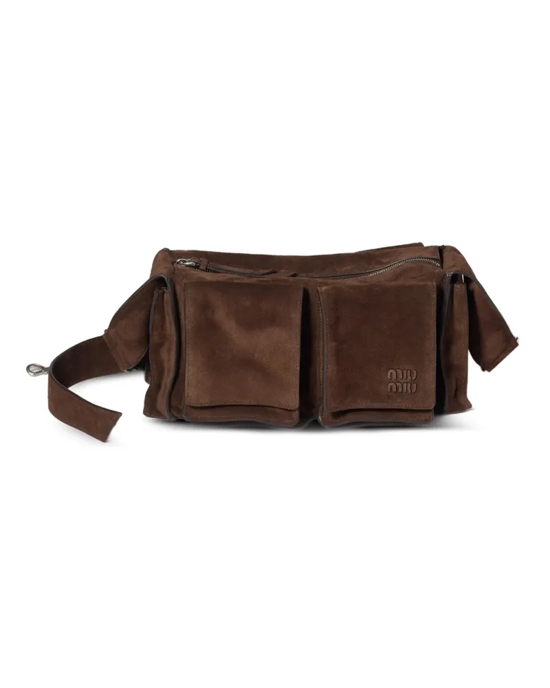 Miu Miu Utilitaire Flap-pocket Crossbody Bag Brown