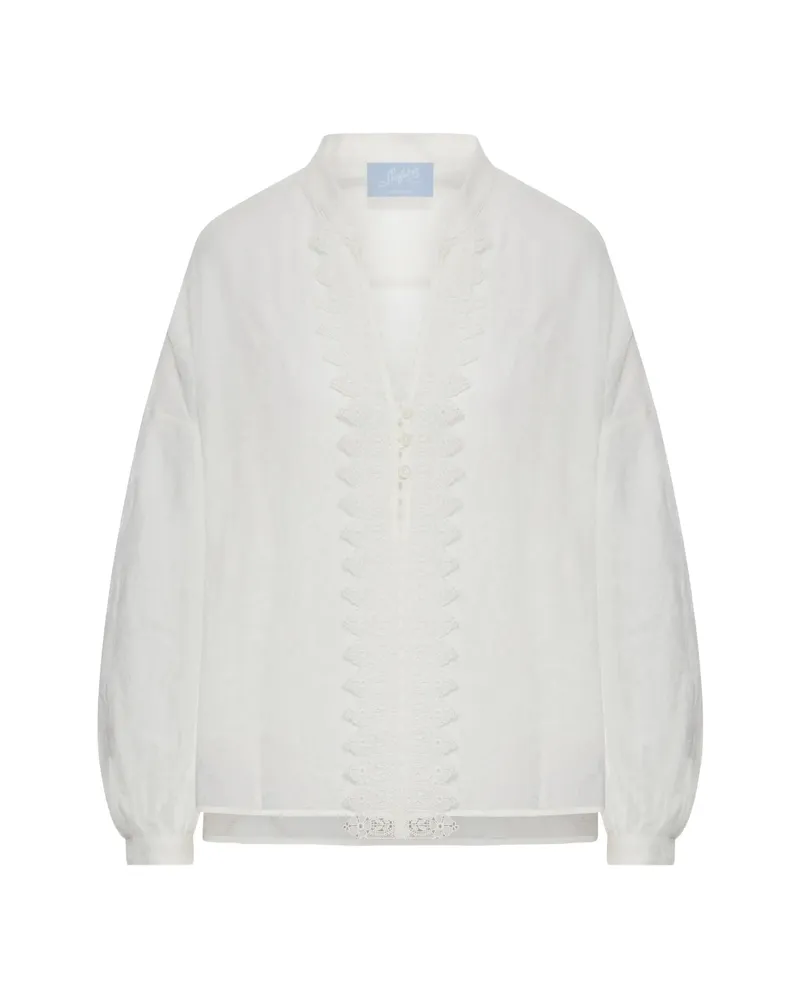 Seafarer Lace Insert Blouse White