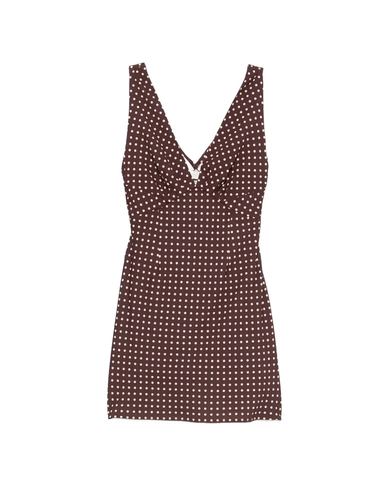 Faithfull The Brand Graciela Polka-dot Mini Dress Brown