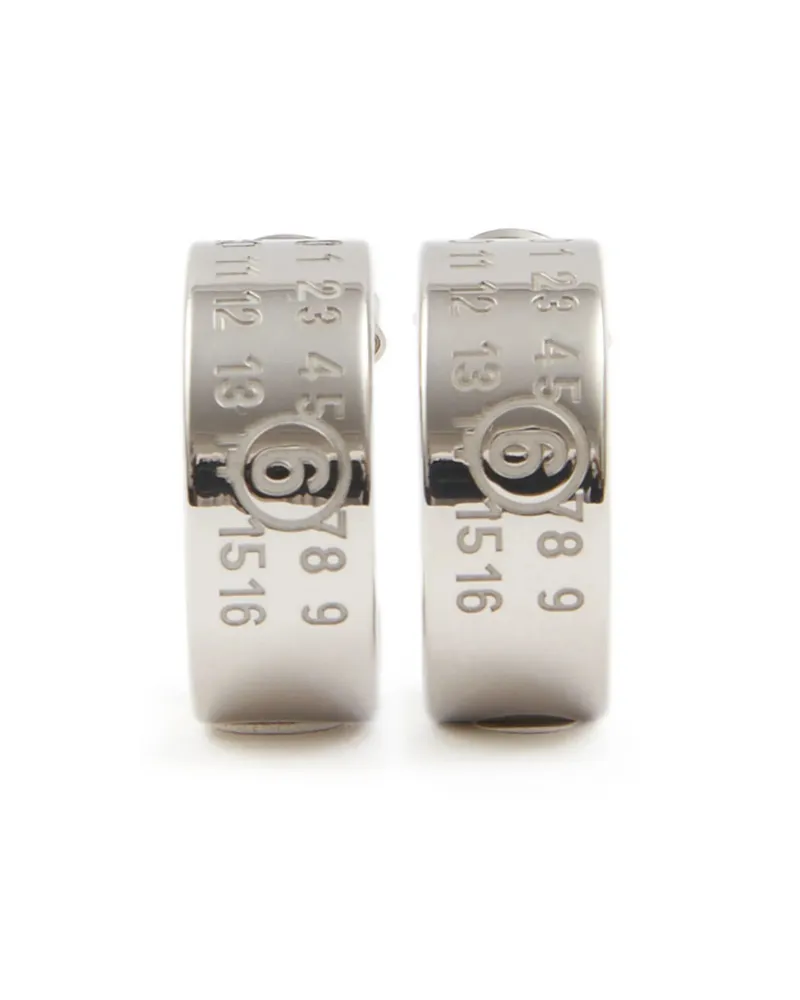 Maison Margiela Numeric Engraved Hoop Earrings Silver