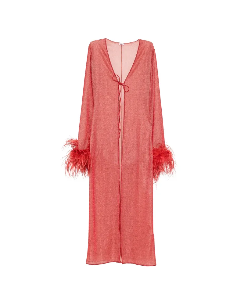 Oséree Feather-trim Beach Cover-up Red