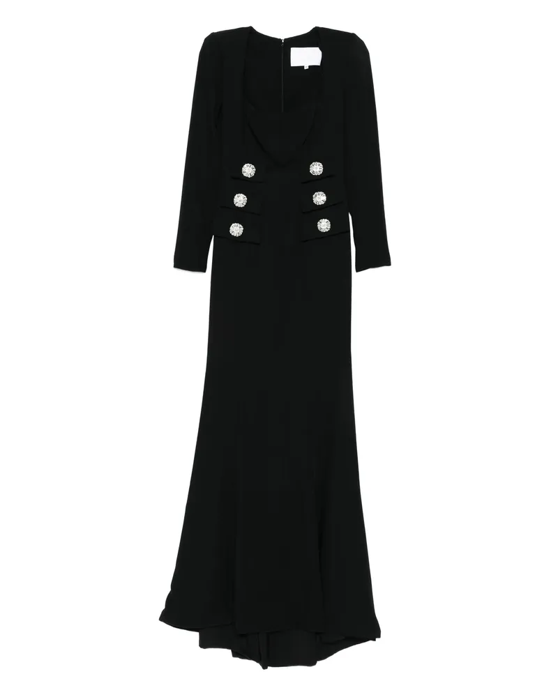 COSTARELLOS Button-embellished Maxi Dress Black