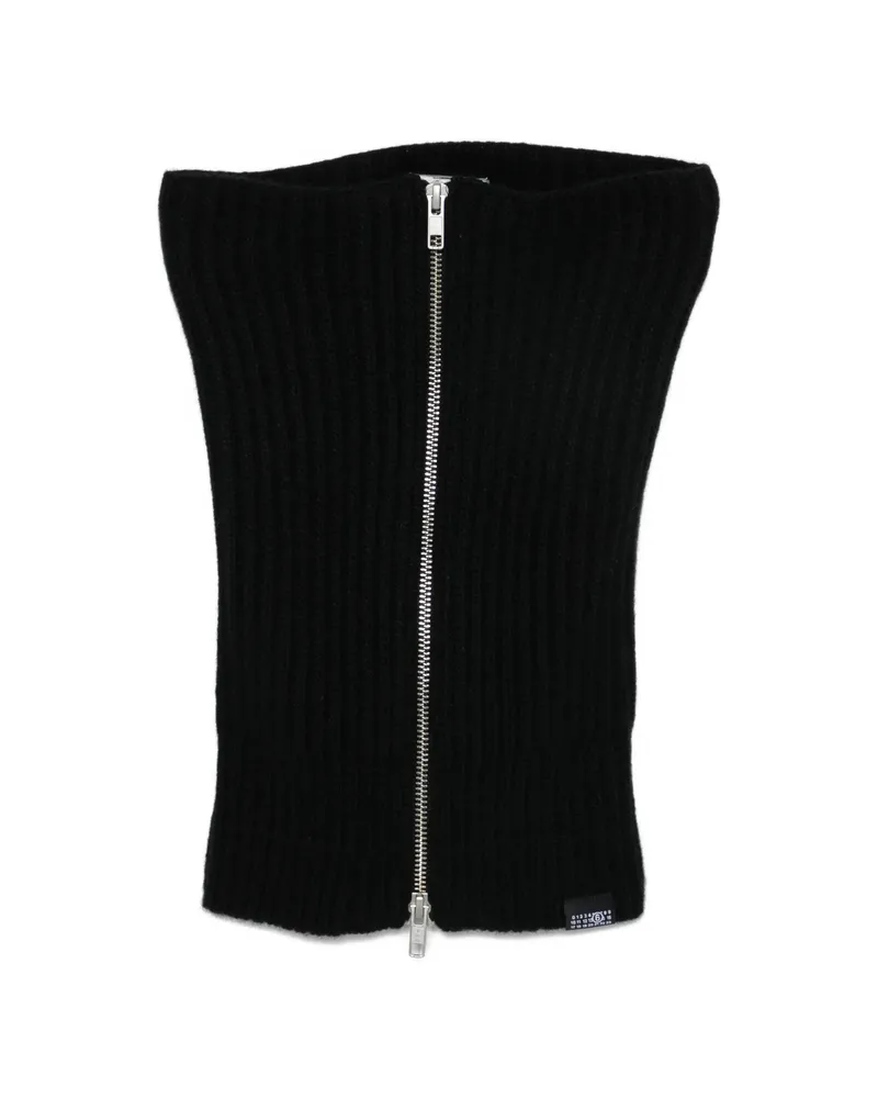 Maison Margiela Ribbed-knit Zip-up Scarf Black