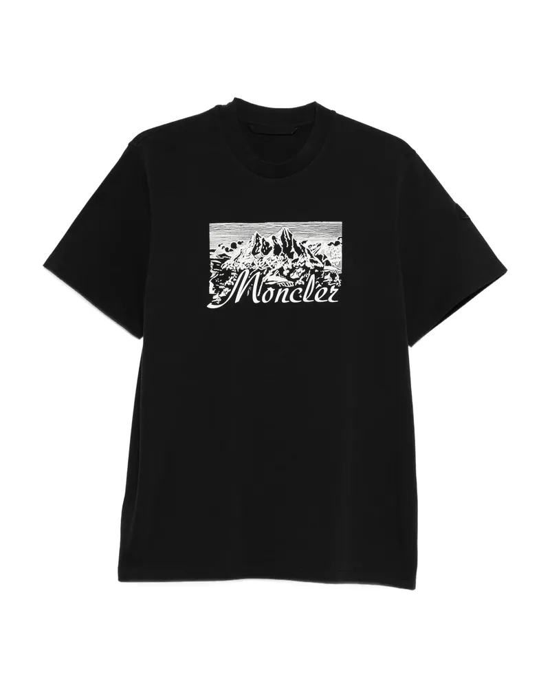 Moncler Mountain-print T-shirt Black