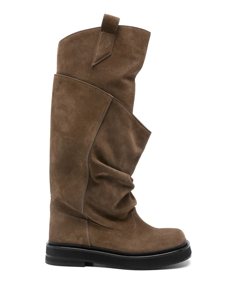 ATTICO Robin Passeggiata Suede Knee-high Boots Brown