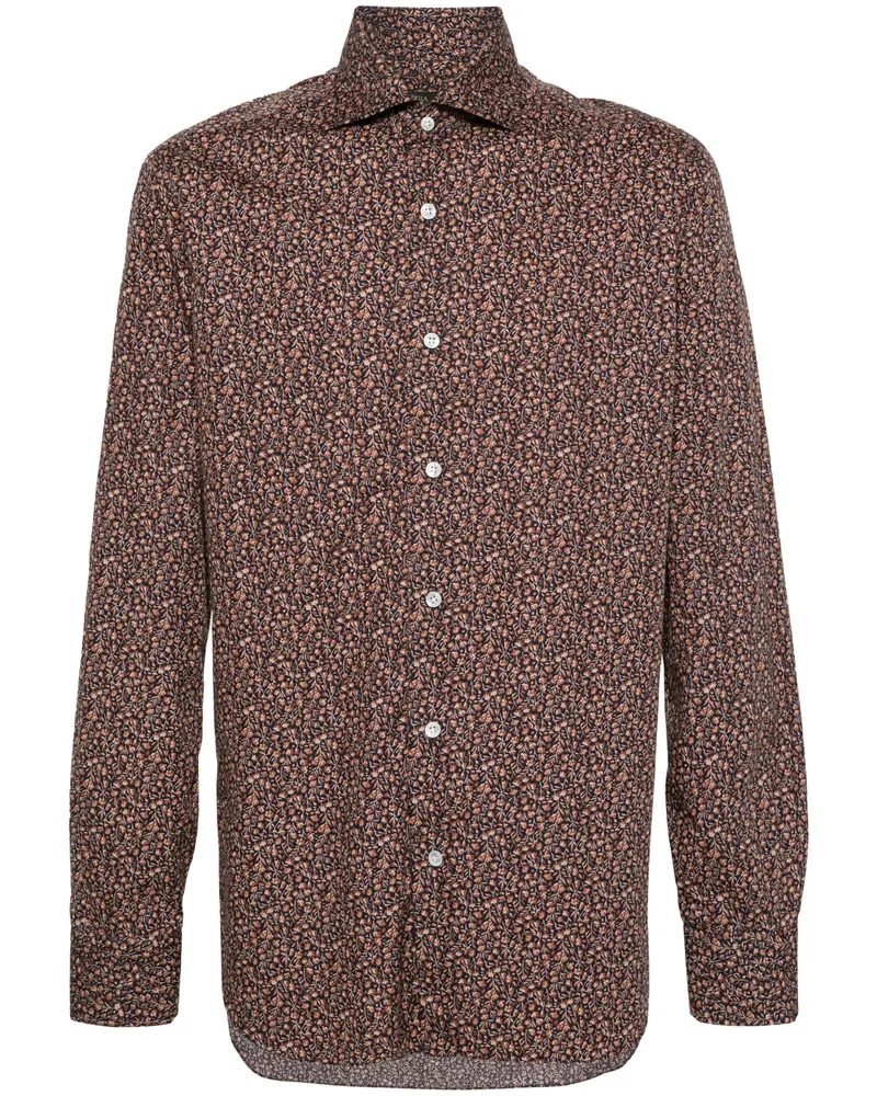 BARBA Floral-print Shirt Blue