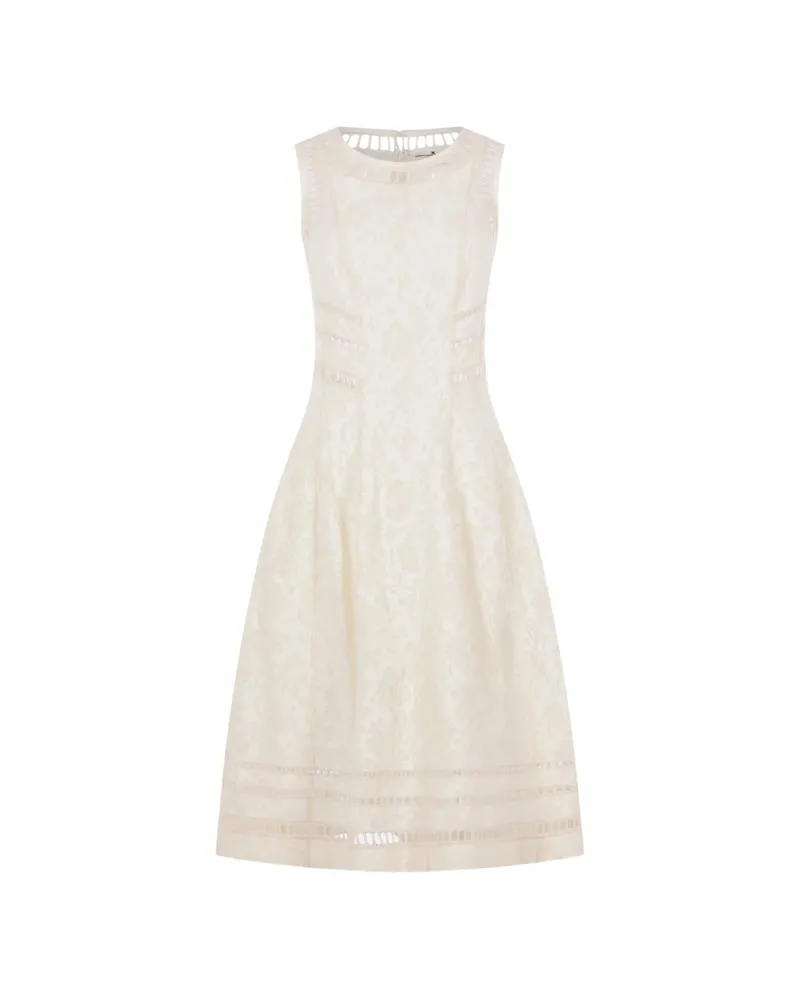 Ermanno Scervino Floral Panelled Dress Neutrals