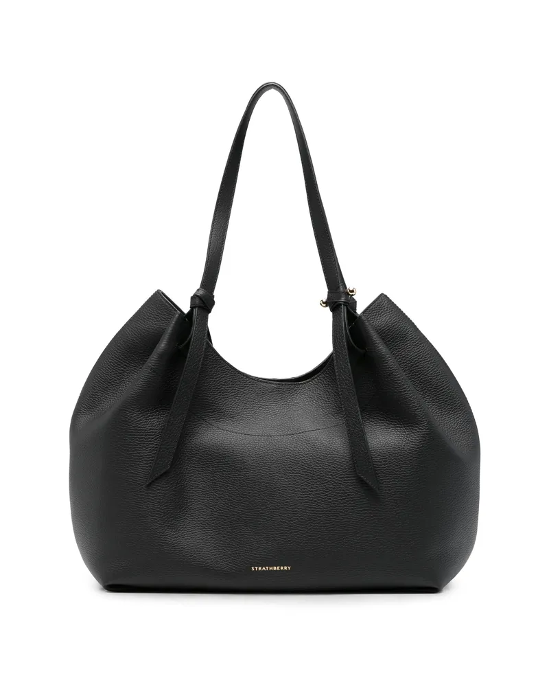 Strathberry Barra Leather Tote Bag Black